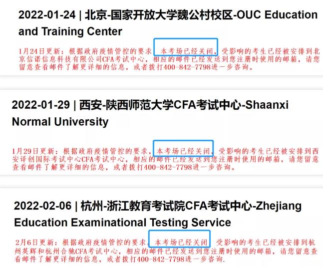 CFA紧急通知,2022年2月CFA考试