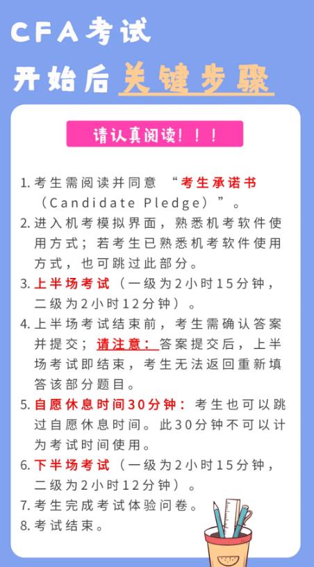 2023年2月CFA考前官方提醒（二）：物品携带、考试流程及考场规则