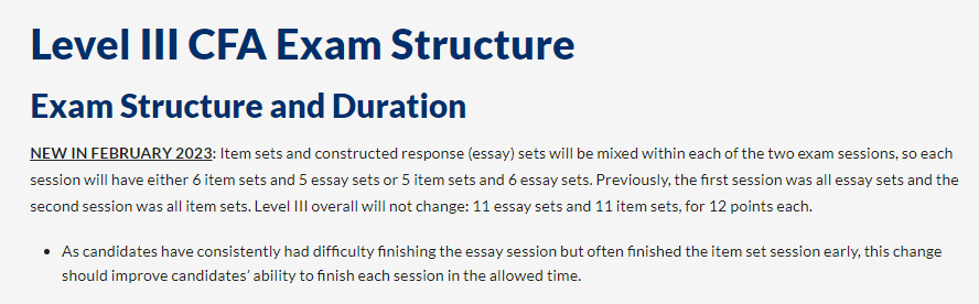 官方公告！2023年CFA三级上、下半场考试题量有变化！