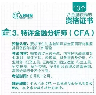 人民日报为什么推荐CFA证书？
