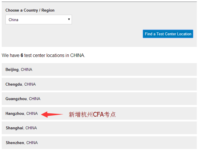 2017年12月CFA考点新增“杭州”，附CFA重要时间节