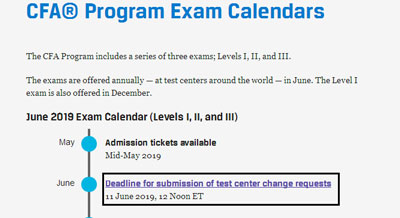 「公告」2019年CFA考点变更请求的截止日期6月11日!